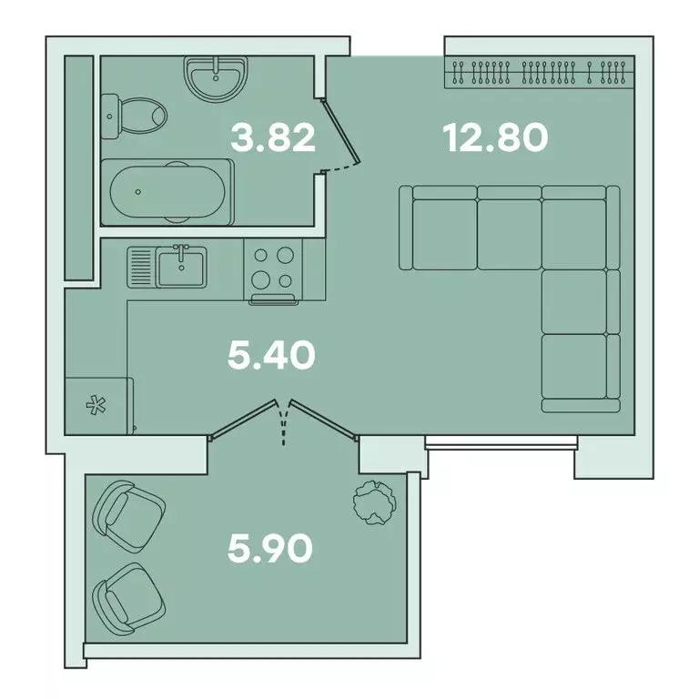 1-комнатная квартира: Иркутск, улица Петрова, 16 (27.92 м) - Фото 0