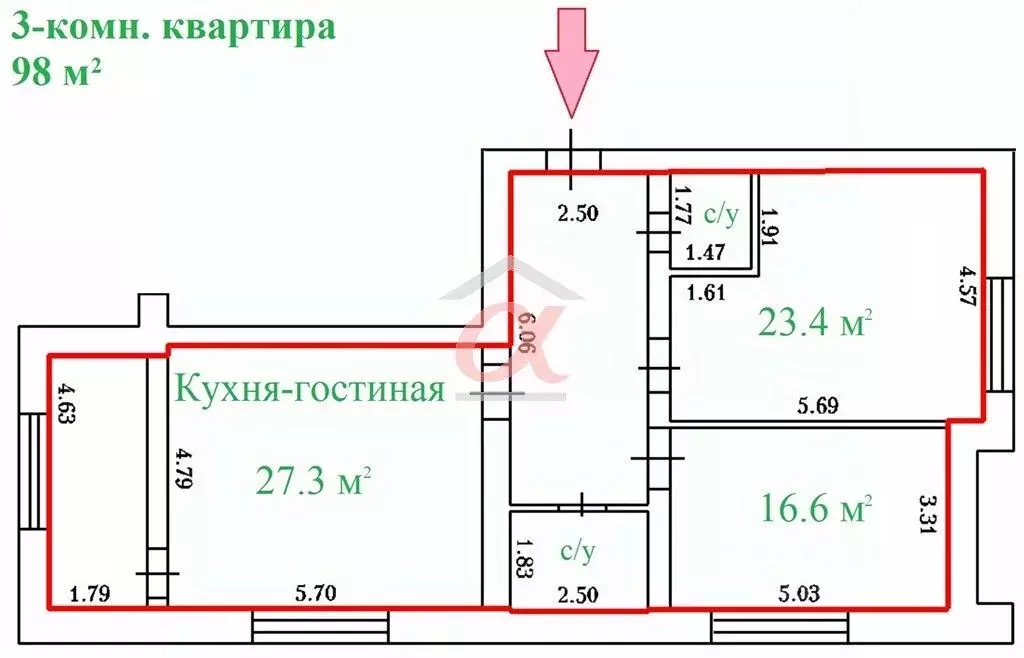 3-к кв. Кемеровская область, Кемерово ул. Тухачевского, 29Бк1 (98.0 м) - Фото 1
