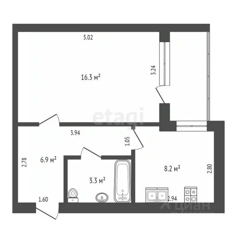 1-к кв. Саха (Якутия), Якутск ул. Федора Попова, 19/2 (34.7 м) - Фото 1