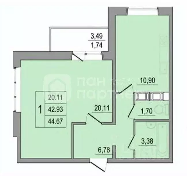 1-к кв. Ленинградская область, Всеволожск Южный мкр, ул. Знаменская, ... - Фото 2
