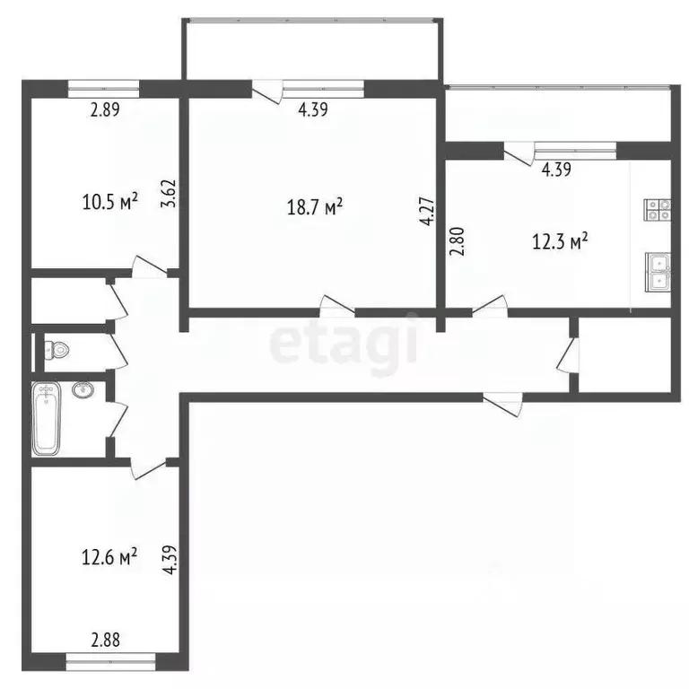 3-к кв. Ямало-Ненецкий АО, Муравленко ул. Муравленко, 38 (75.2 м) - Фото 1