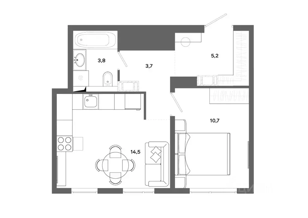 1-к кв. Ханты-Мансийский АО, Сургут 30А мкр,  (37.9 м) - Фото 0