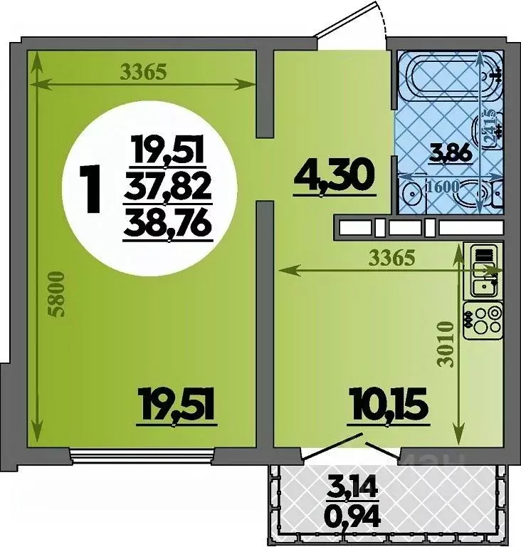 1-к кв. Краснодарский край, Новороссийск Город у Моря жилой комплекс ... - Фото 1