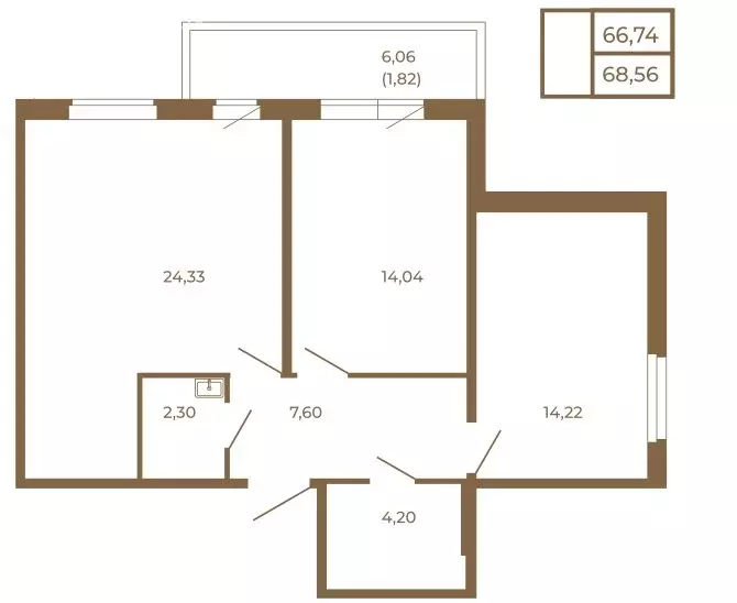 2-комнатная квартира: Сертолово, ЖК Новая История (68.56 м) - Фото 2