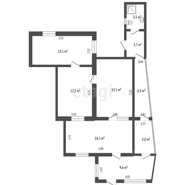 2-к кв. Крым, Бахчисарай ул. Македонского, 6А (70.9 м) - Фото 2