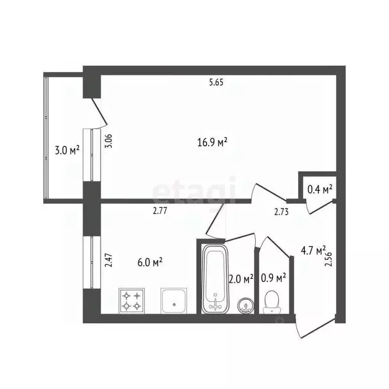 1-к кв. Ростовская область, Ростов-на-Дону ул. Оганова, 23/1 (32.0 м) - Фото 1