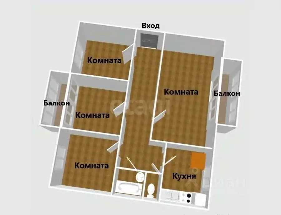 4-к кв. Сахалинская область, Южно-Сахалинск ул. Имени Г.В. Шебунина, 1 ... - Фото 1