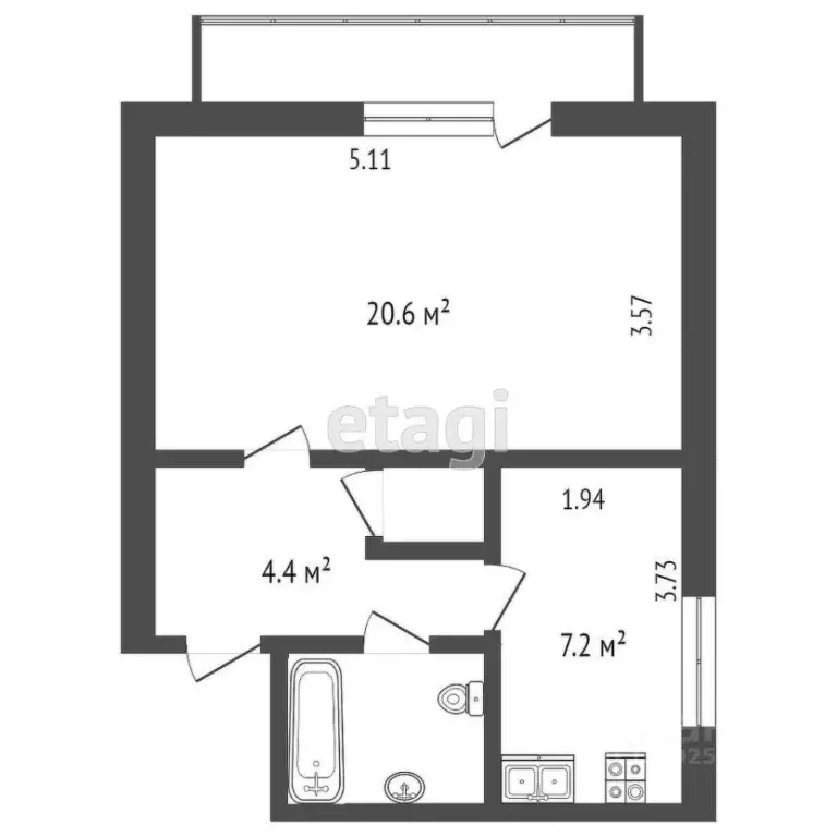 1-к кв. Крым, Симферополь ул. Камская (35.6 м) - Фото 2