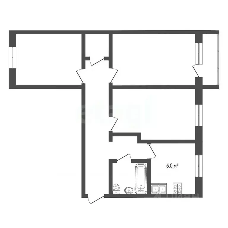 3-к кв. Псковская область, Псков ул. Металлистов, 32А (58.6 м) - Фото 2