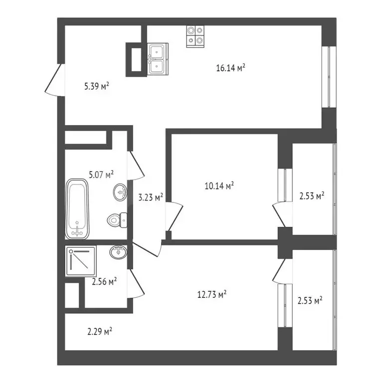 2-комнатная квартира: Тюмень, улица Разведчика Кузнецова, 5 (60 м) - Фото 0