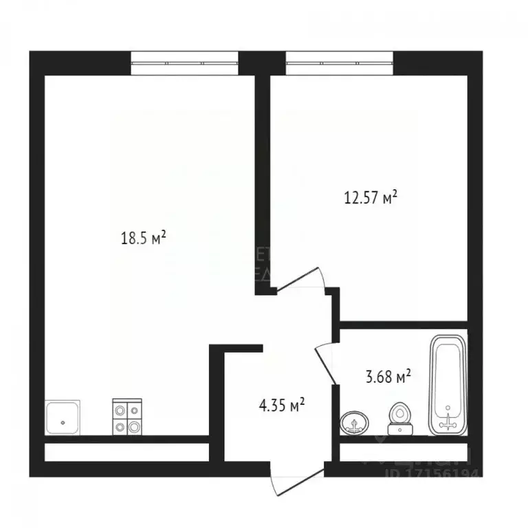 1-к кв. Тюменская область, Тюмень ул. Николая Машарова, 4 (39.3 м) - Фото 2