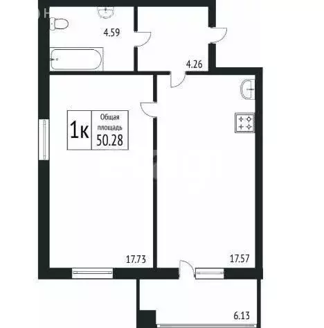 1-комнатная квартира: Курган, улица Климова, 129 (50.28 м) - Фото 1