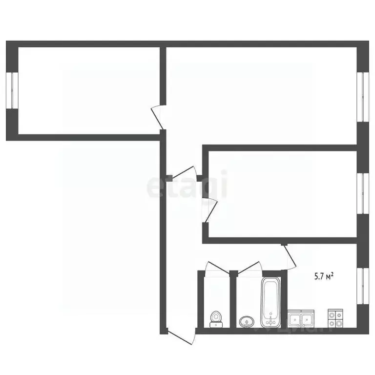 3-к кв. Алтайский край, Барнаул ул. Георгия Исакова, 174 (58.7 м) - Фото 1