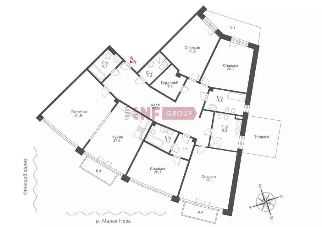 Квартира, 5 и более комнат, 237.3 м - Фото 1