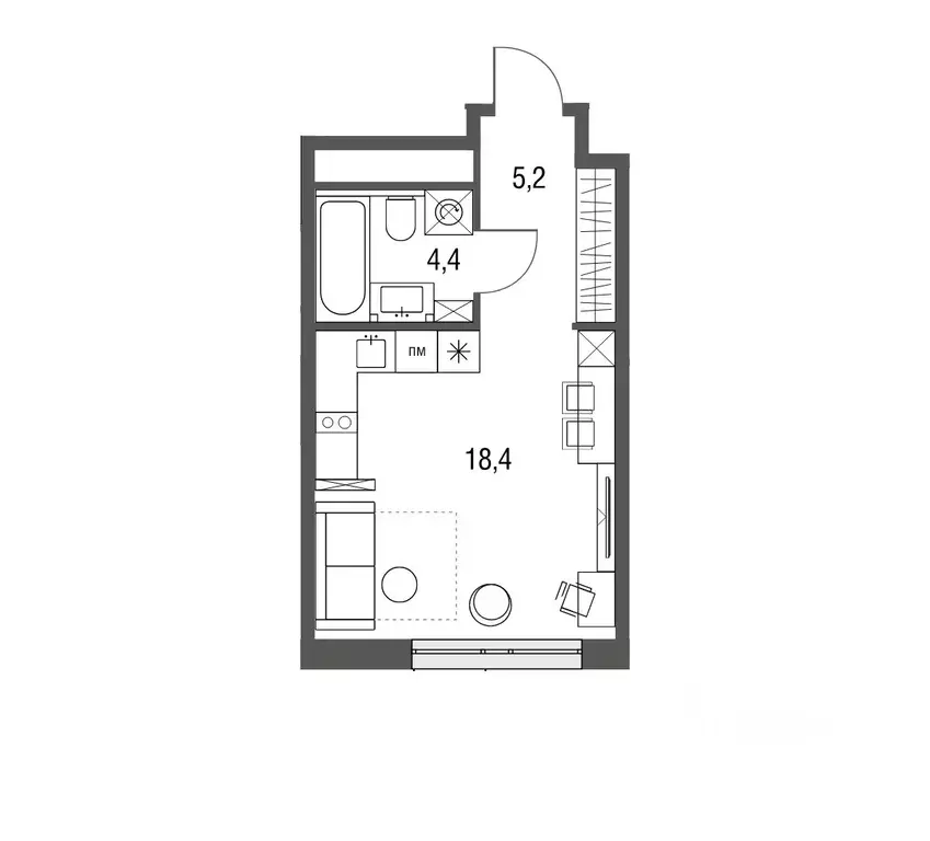 Студия Москва Тагильская ул., 2к1 (28.0 м) - Фото 0