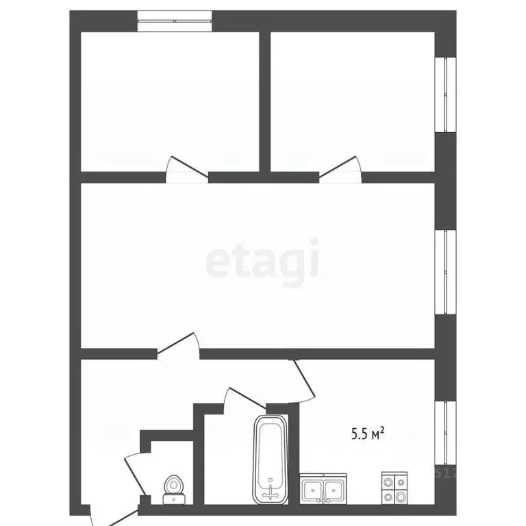 3-к кв. Ставропольский край, Пятигорск ул. Юлиуса Фучика (48.5 м) - Фото 1