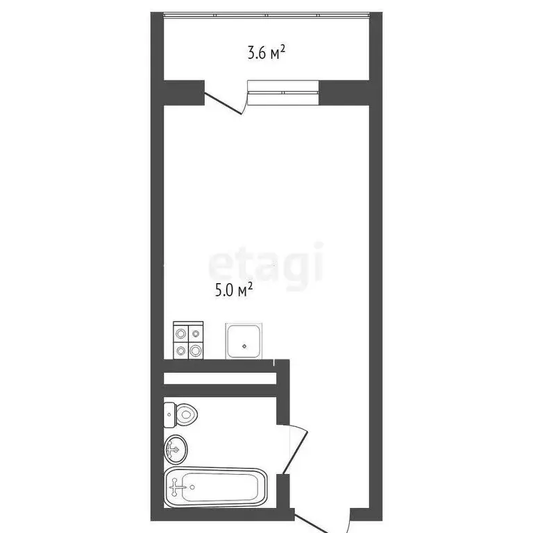 Квартира-студия: Тюмень, улица Тимофея Чаркова, 28 (20.1 м) - Фото 1