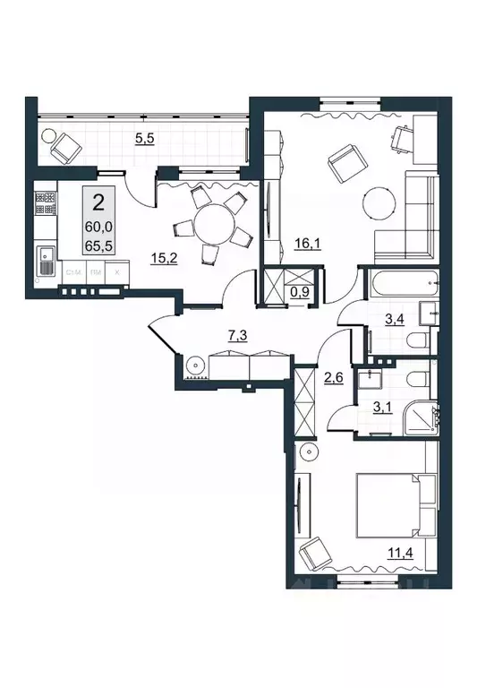 2-к кв. Саратовская область, Саратов ул. Имени Евгения Долгина, 6 ... - Фото 1