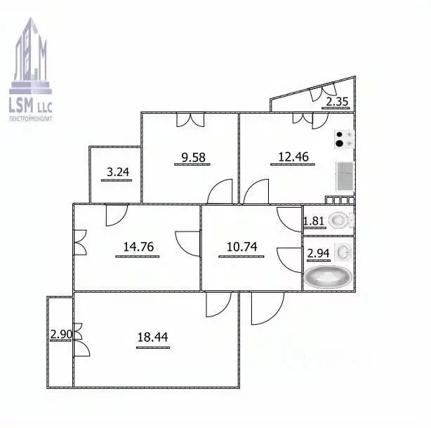 3-к кв. Ленинградская область, Всеволожский район, Заневское городское ... - Фото 2