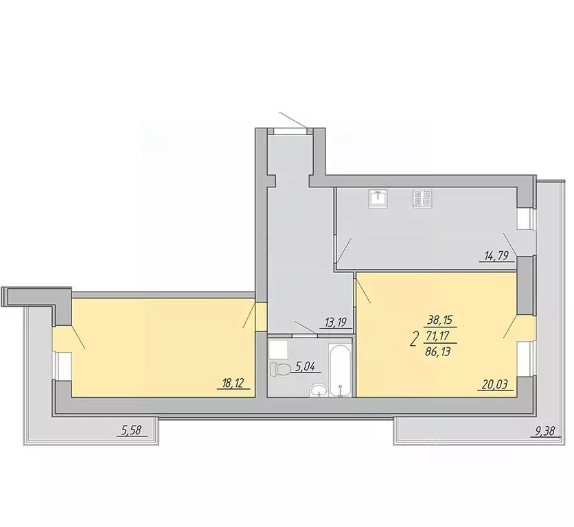 2-к кв. Тверская область, Тверь Озерная ул. (86.13 м) - Фото 1