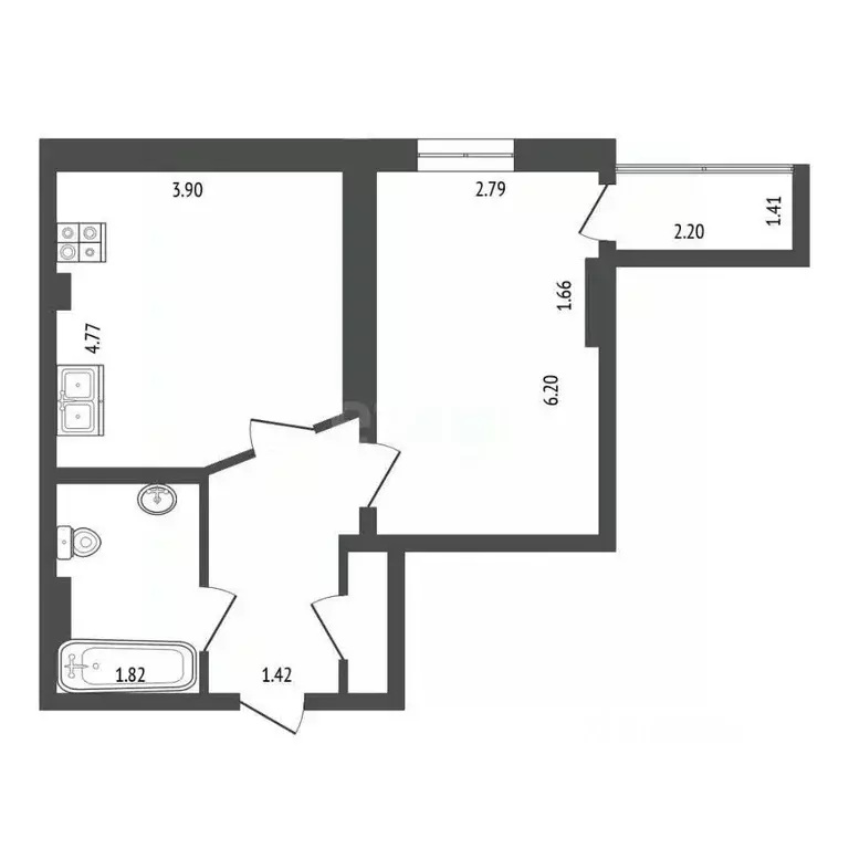 1-к кв. Тюменская область, Тюмень Комсомольская ул., 75 (53.1 м) - Фото 2