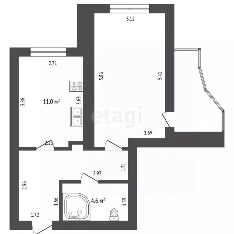 1-к кв. Мордовия, Саранск Севастопольская ул., 2/2 (45.0 м) - Фото 2