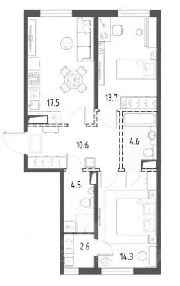 2-к кв. Санкт-Петербург Лисичанская ул., 15 (68.0 м) - Фото 0