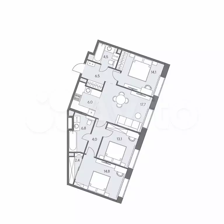 4-к. квартира, 89,9 м, 29/31 эт. - Фото 0