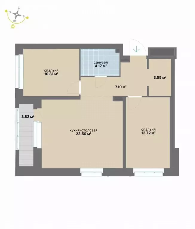 2-комнатная квартира: Екатеринбург, Студенческая улица, 16 (65.76 м) - Фото 1