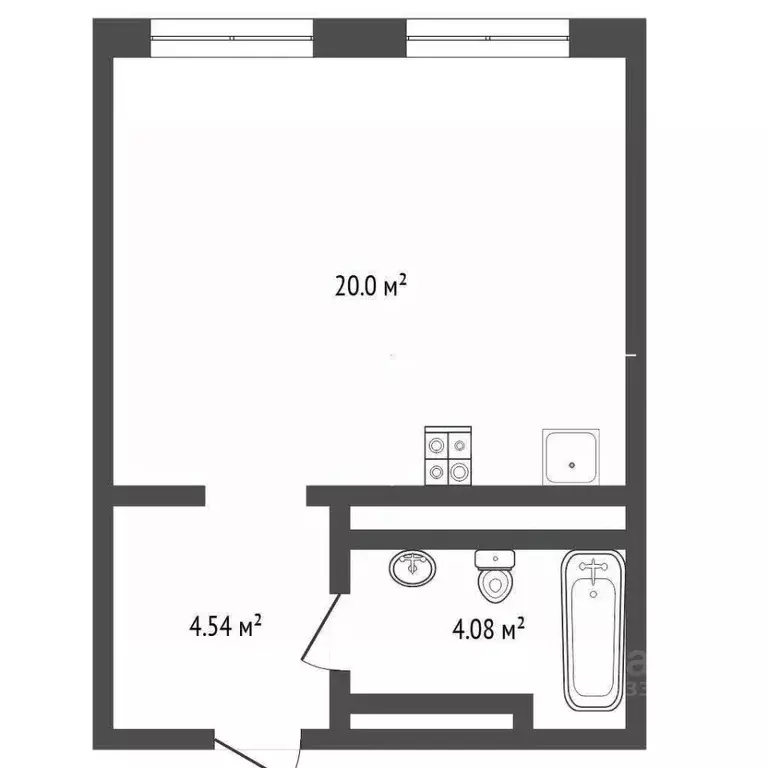 Студия Тюменская область, Тюмень ул. Василия Подшибякина, 11 (28.2 м) - Фото 1