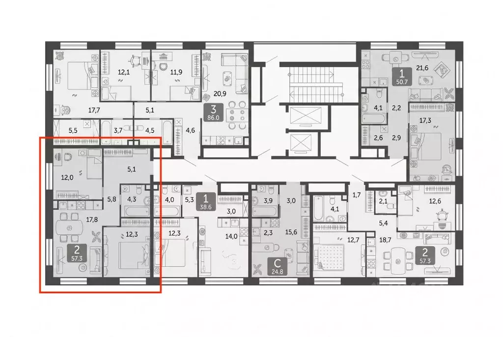 3-к кв. Москва наб. Марка Шагала, 11к2 (55.3 м) - Фото 2