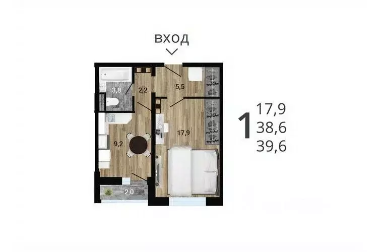 1-к кв. Воронежская область, Воронеж Цимлянская ул. (40.37 м) - Фото 0