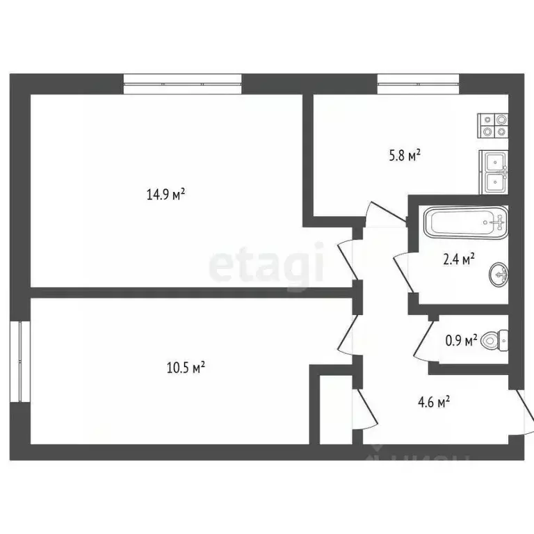 2-к кв. Архангельская область, Архангельск Ленинградский просп., 387 ... - Фото 2