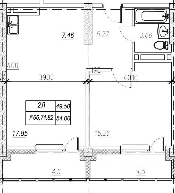 2-к кв. Приморский край, Владивосток ул. Нейбута, 135блок-ск4 (54.0 м) - Фото 1