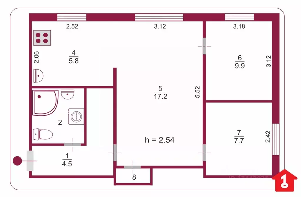 3-к кв. Омская область, Омск ул. Ватутина, 7Б (49.3 м) - Фото 1