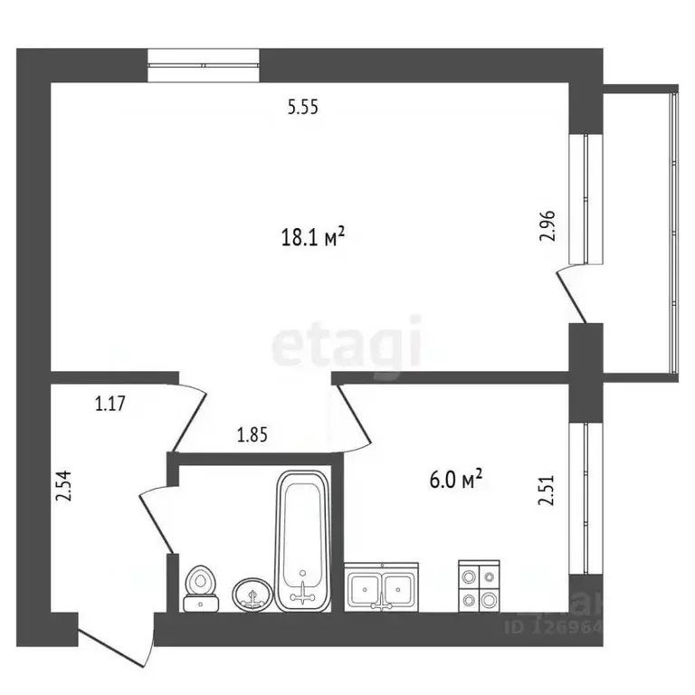 1-к кв. Московская область, Балашиха Дзержинского мкр, 26 (29.9 м) - Фото 1