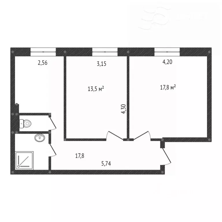 2-к кв. Санкт-Петербург ул. Бабушкина, 81к2 (53.8 м) - Фото 1