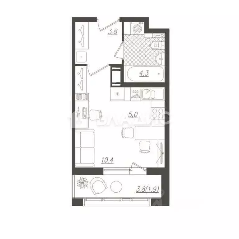 Студия Краснодарский край, Краснодар Колхозная ул., 5 (27.3 м) - Фото 1