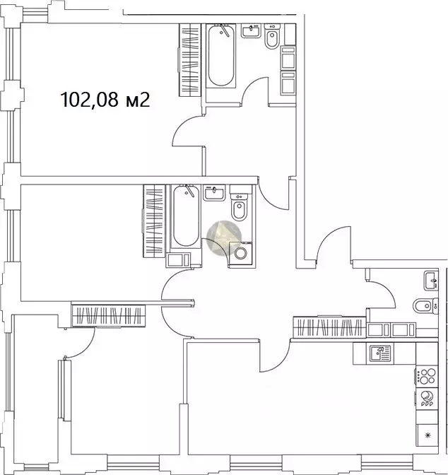 3-к кв. Санкт-Петербург Планерная ул., 99 (102.08 м) - Фото 2