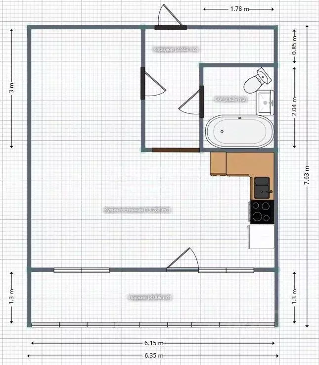 Студия Самарская область, Самара ул. Карбышева, 63 (35.5 м) - Фото 1