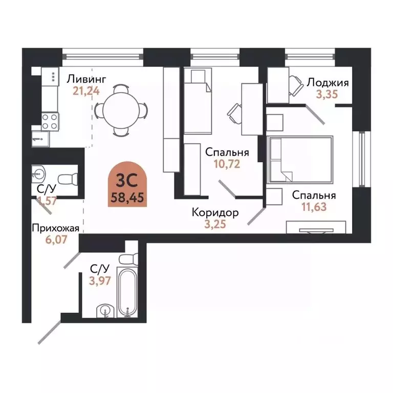 3-к кв. Томская область, Томск просп. Ленина, 206В (58.45 м) - Фото 0