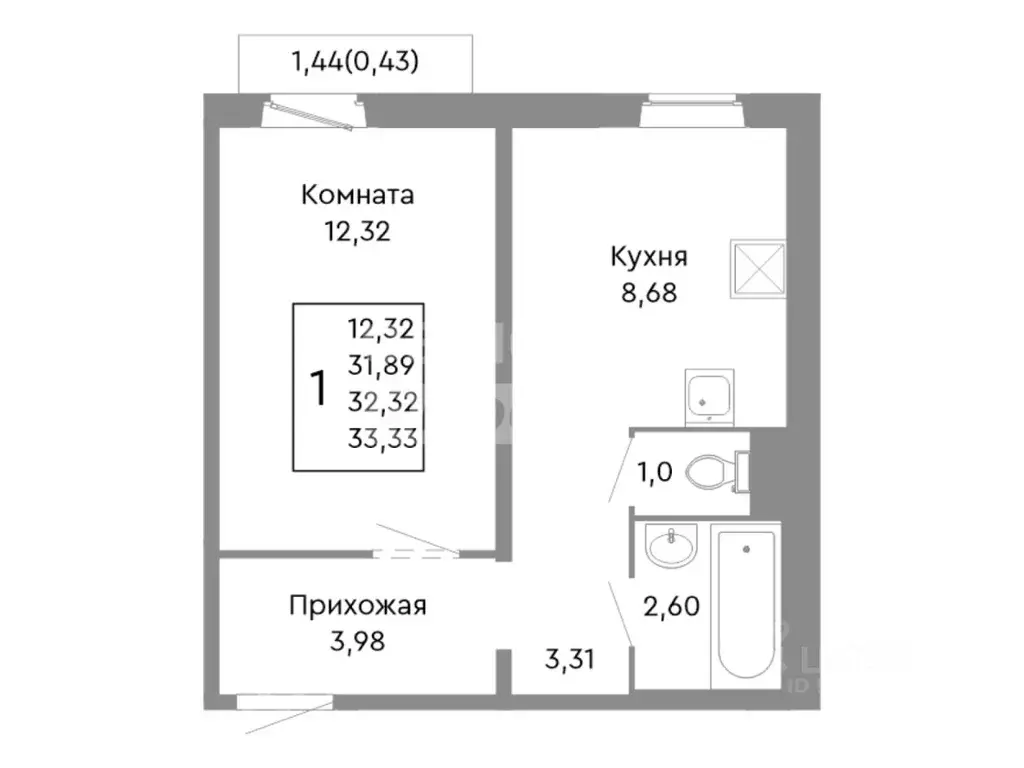 1-к кв. Челябинская область, Челябинск Нефтебазовая ул., 20 (32.45 м) - Фото 2