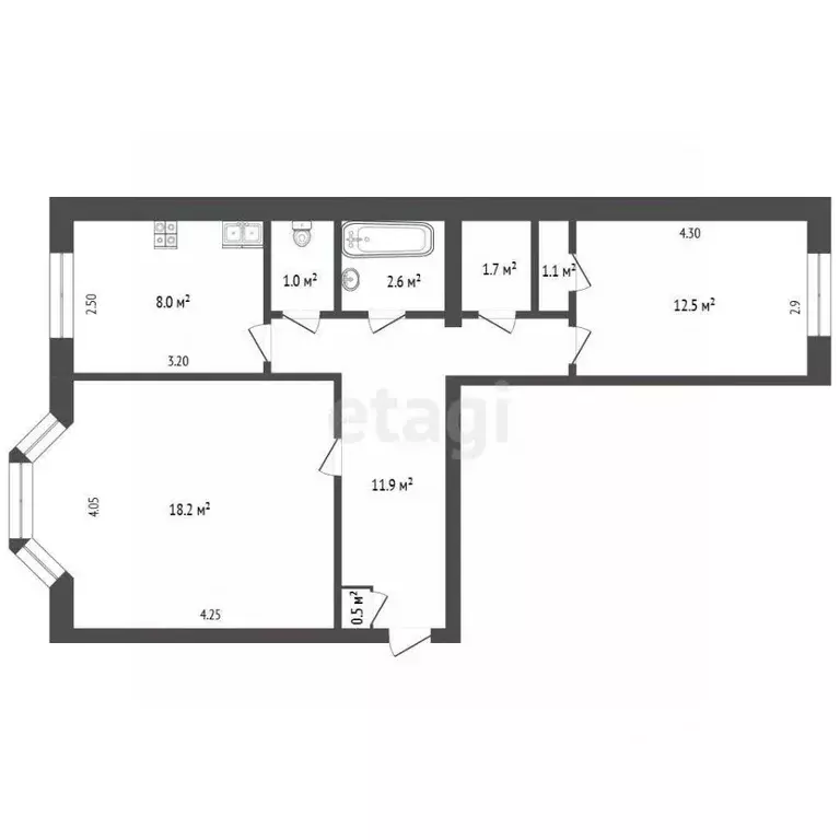 2-к кв. Ямало-Ненецкий АО, Новый Уренгой Юбилейная ул., 1 (57.5 м) - Фото 2