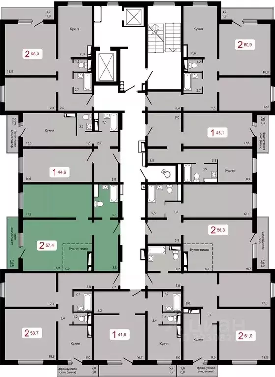 2-к кв. Красноярский край, Красноярск Аральская ул., 41 (57.4 м) - Фото 1