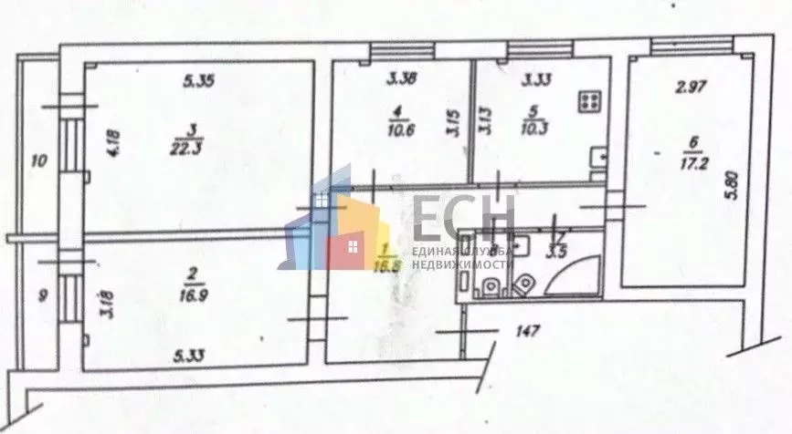 4-к кв. Тульская область, Тула ш. Калужское, 3 (98.7 м) - Фото 2