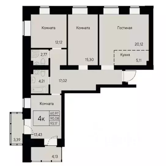 4-к кв. Красноярский край, Красноярск ул. Елены Стасовой, 80 (89.5 м) - Фото 1