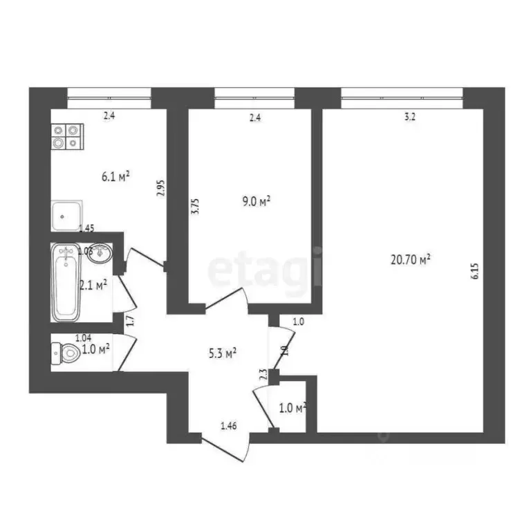 2-к кв. Самарская область, Самара ул. Футболистов, 2 (39.7 м) - Фото 0