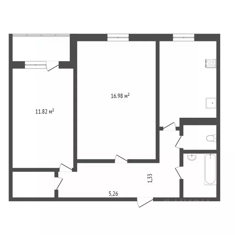 2-к кв. Тюменская область, Тюмень Олимпийская ул., 45 (51.0 м) - Фото 2