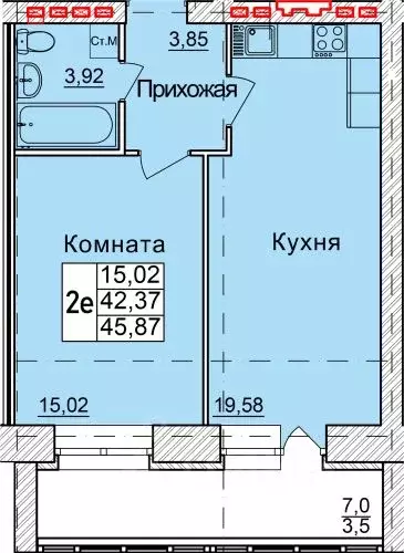 2-к кв. Архангельская область, Северодвинск Морской просп., 79 (45.87 ... - Фото 0