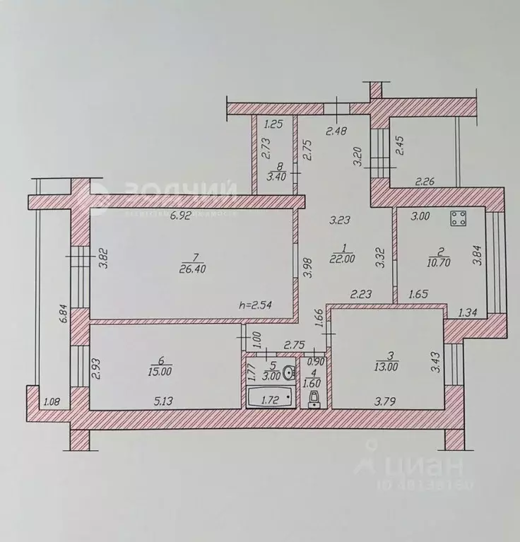 3-к кв. Чувашия, Чебоксары просп. 9-й Пятилетки, 2/10к3 (95.1 м) - Фото 1